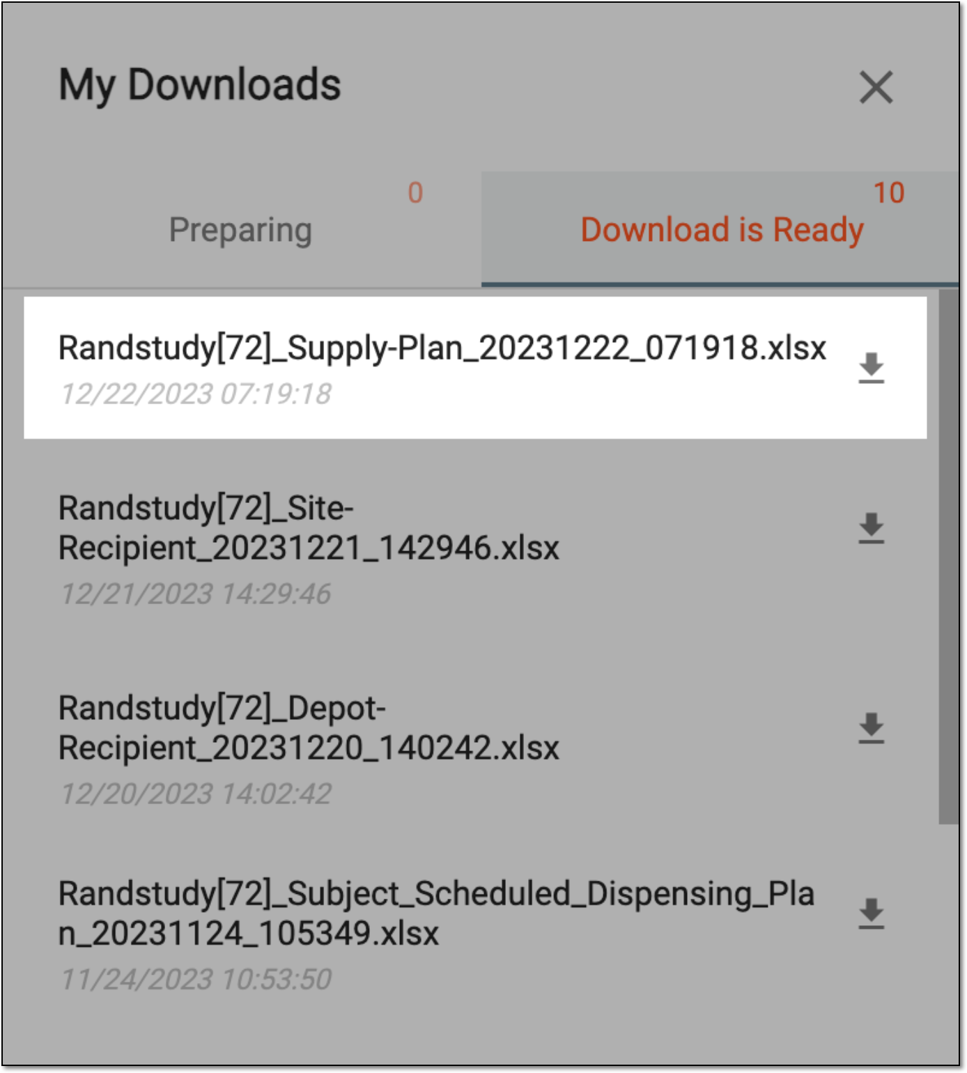 Viewing downloads