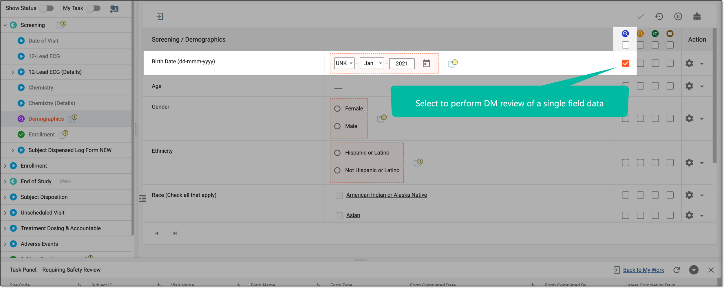 Performing DM review for form field