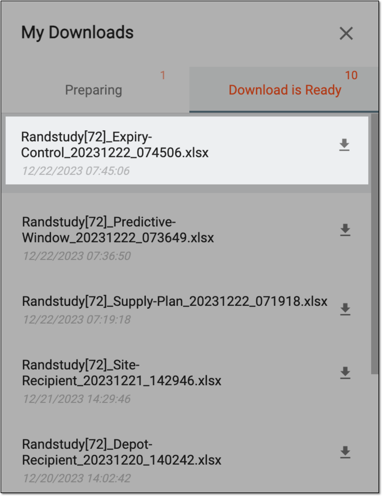 Viewing downloads