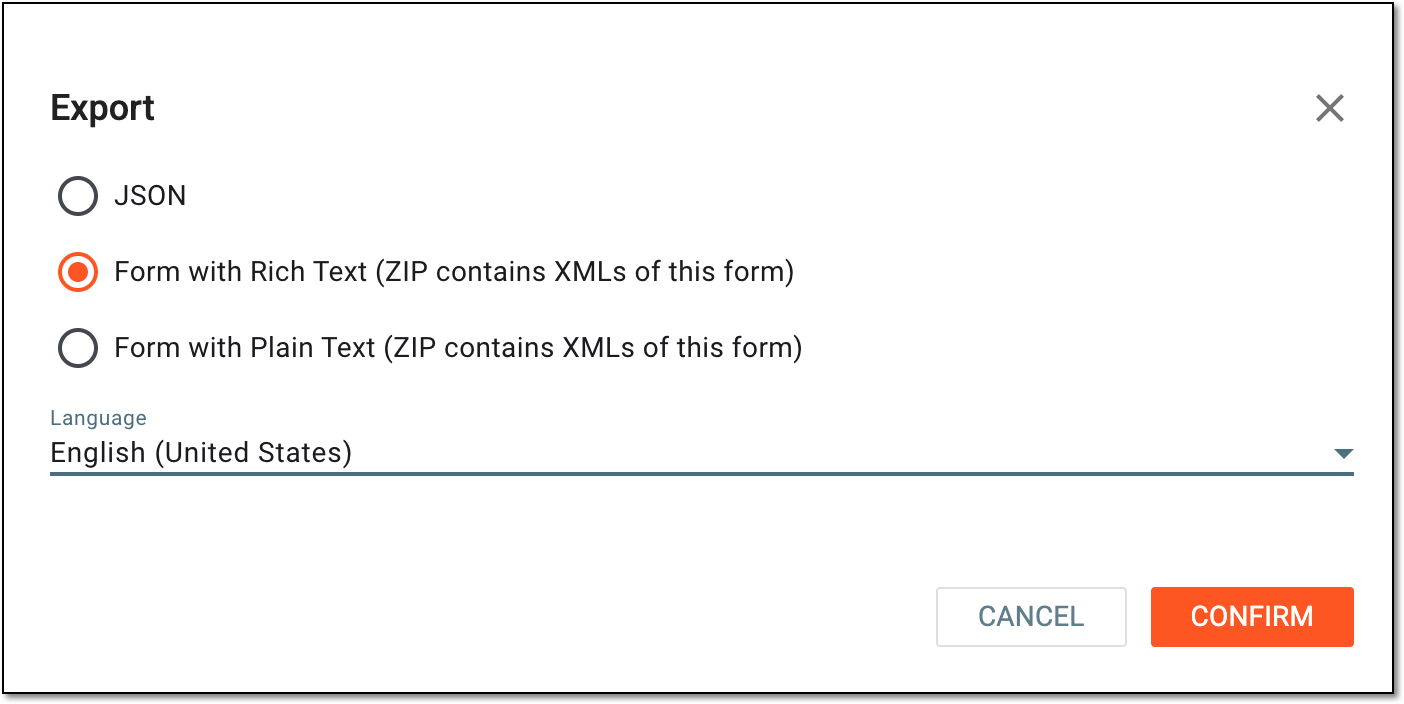 Exporting form in target file format