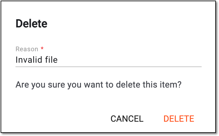 Providing reason and confirming file deletion