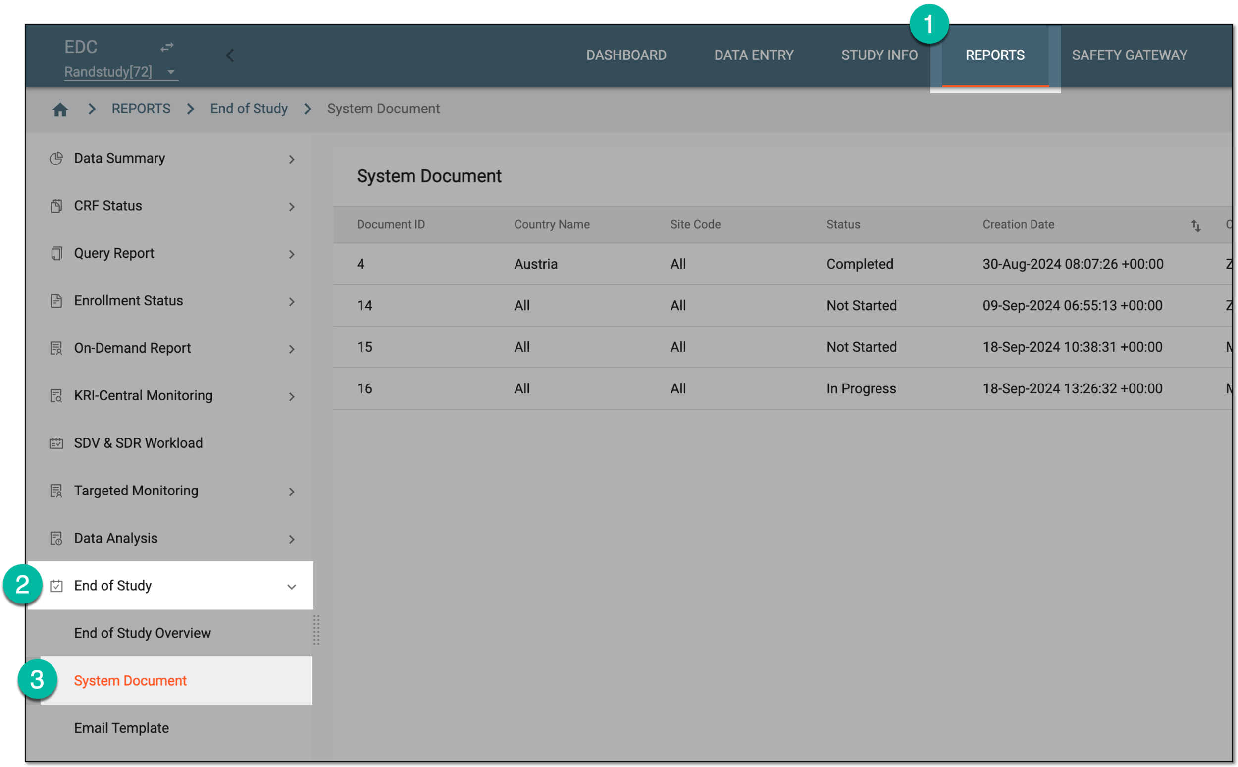 Accessing system documents