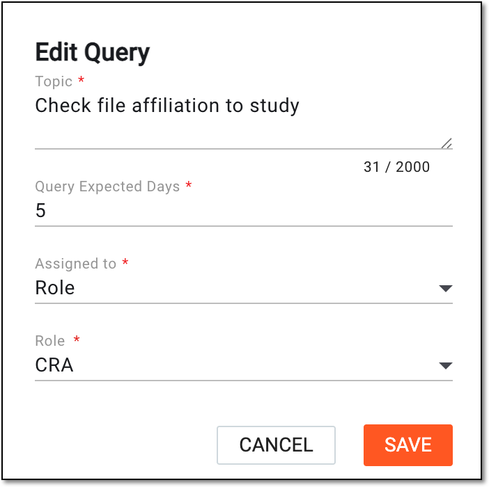 Editing query details
