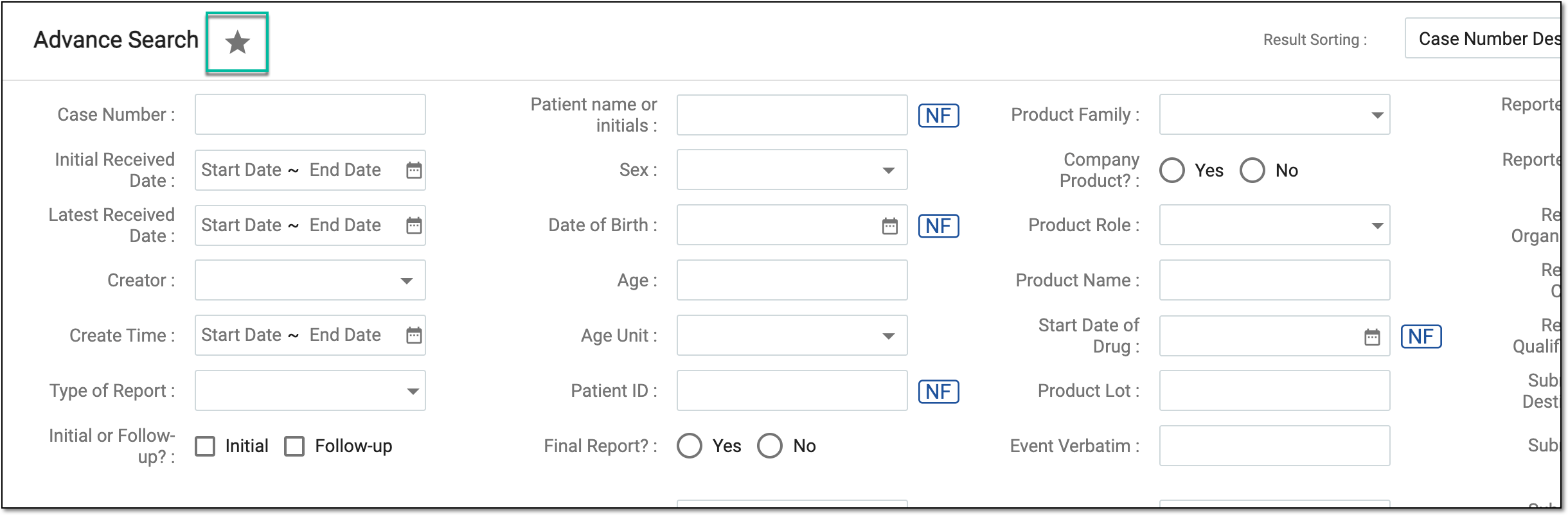 Accessing saved filter sets