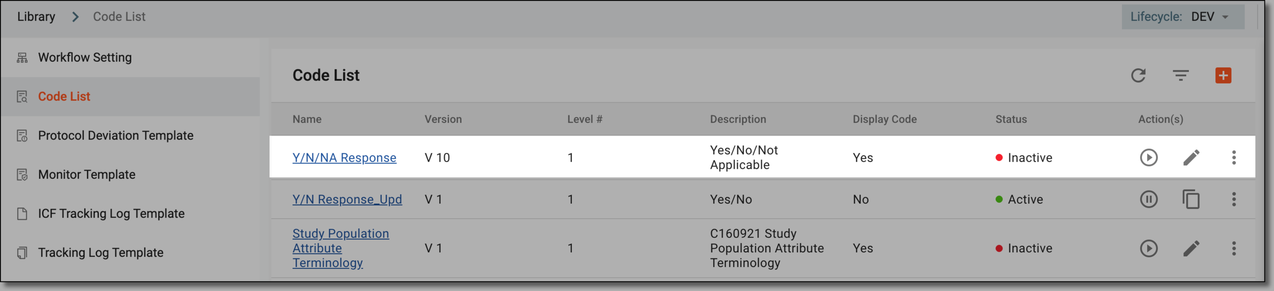 New version of code list