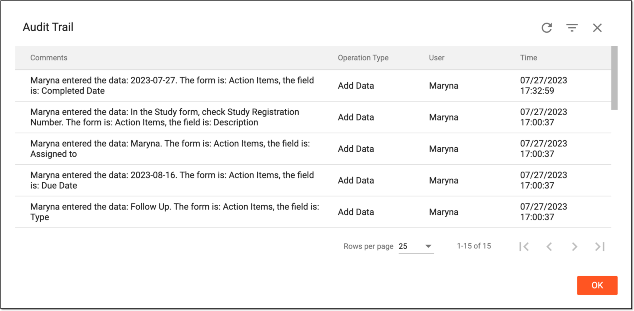 Viewing audit trail