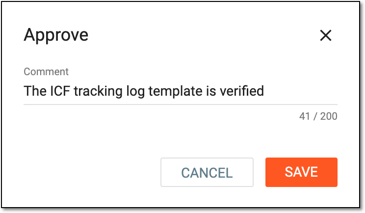 Entering comment to confirm approval