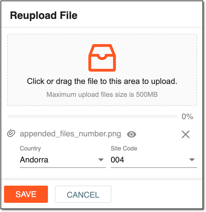 Uploading file from FILE MANAGEMENT page