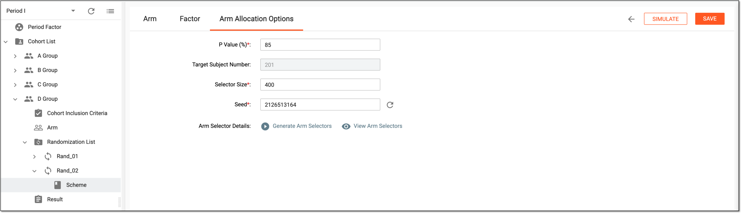 Configuring arm allocation options