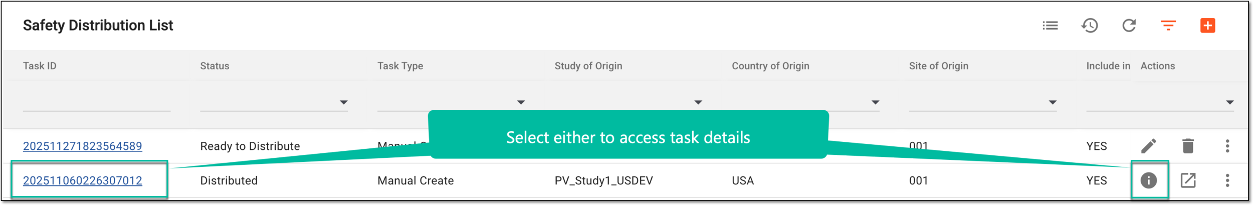 Accessing distributed task details