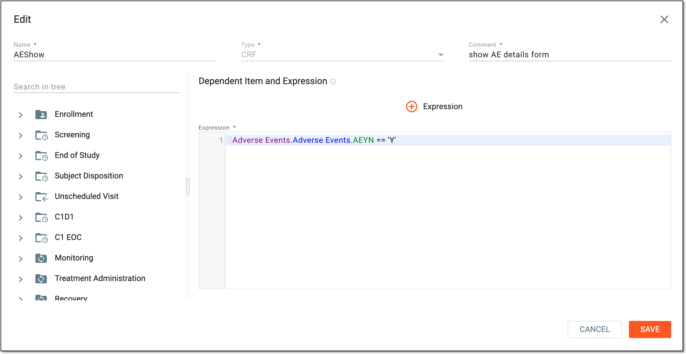 Editing global expression