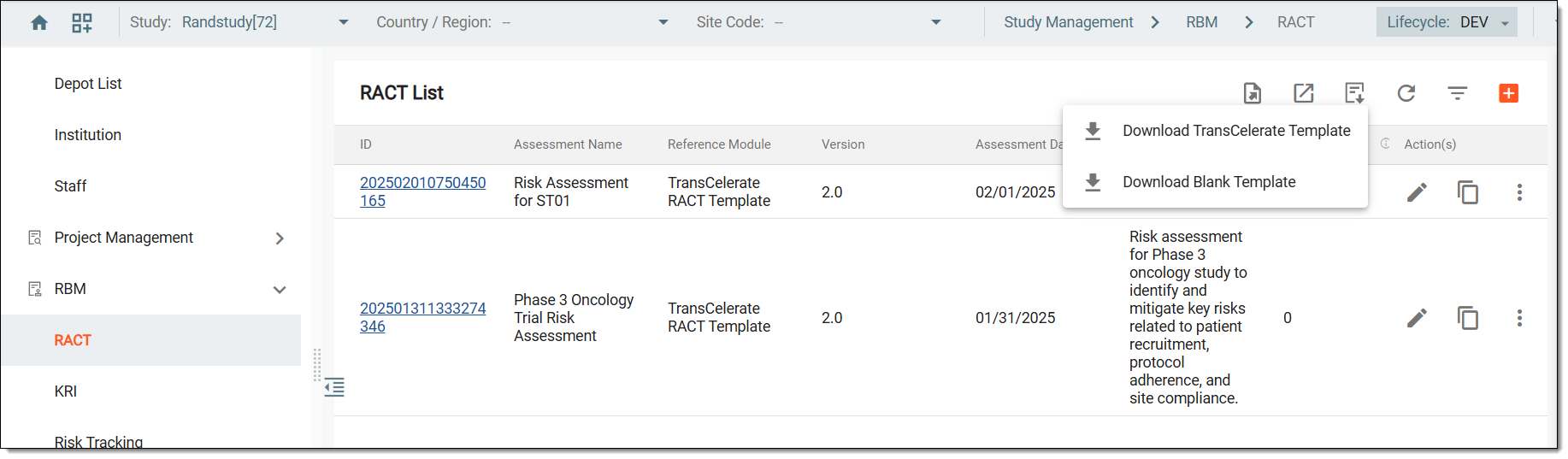 Downloading risk assessment template