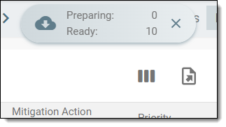 Download widget showing mitigation actions being exported