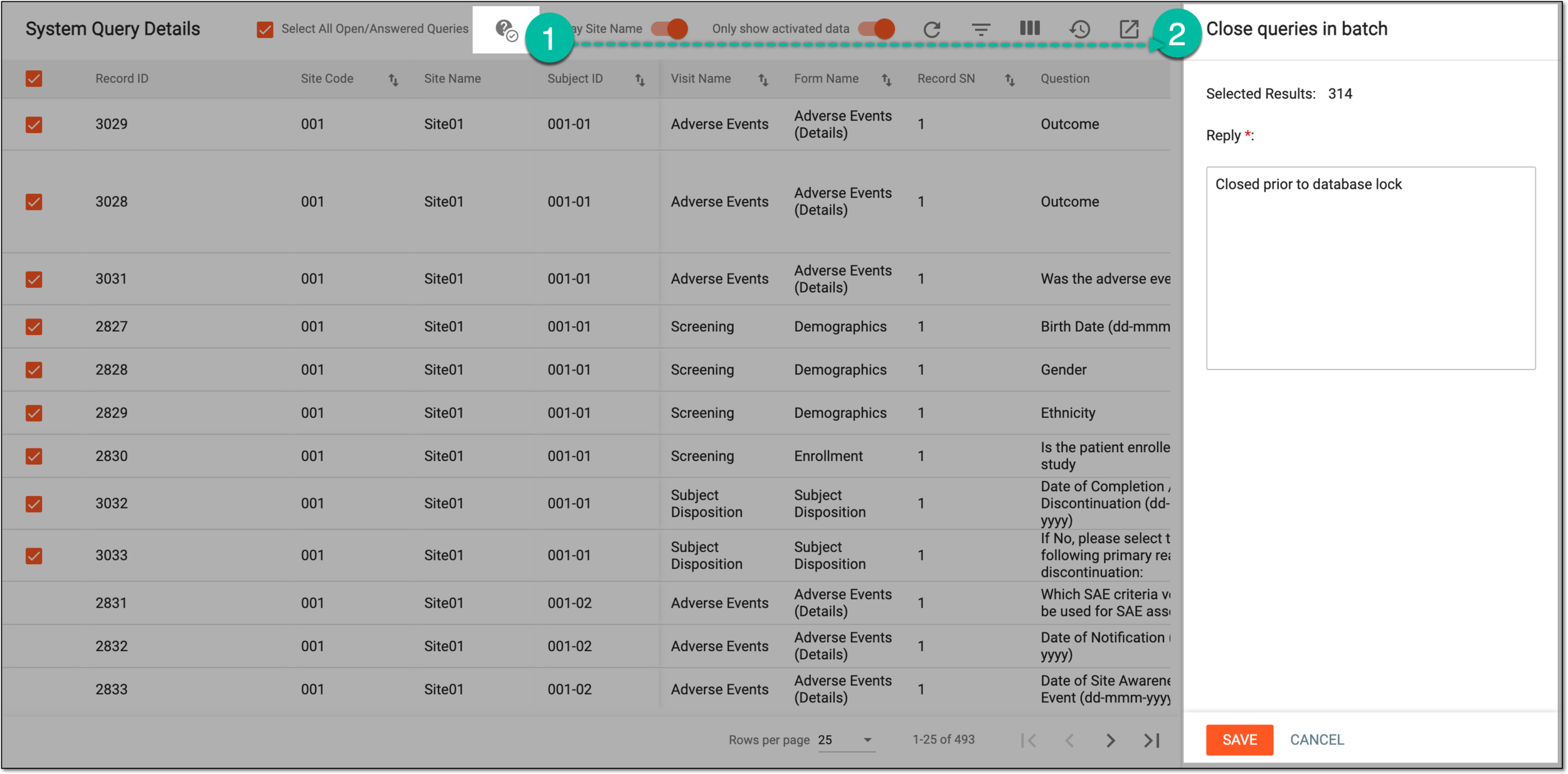 Closing queries in batch