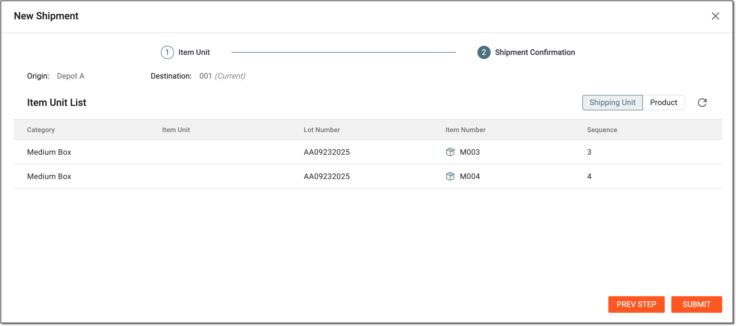 Reviewing shipment details