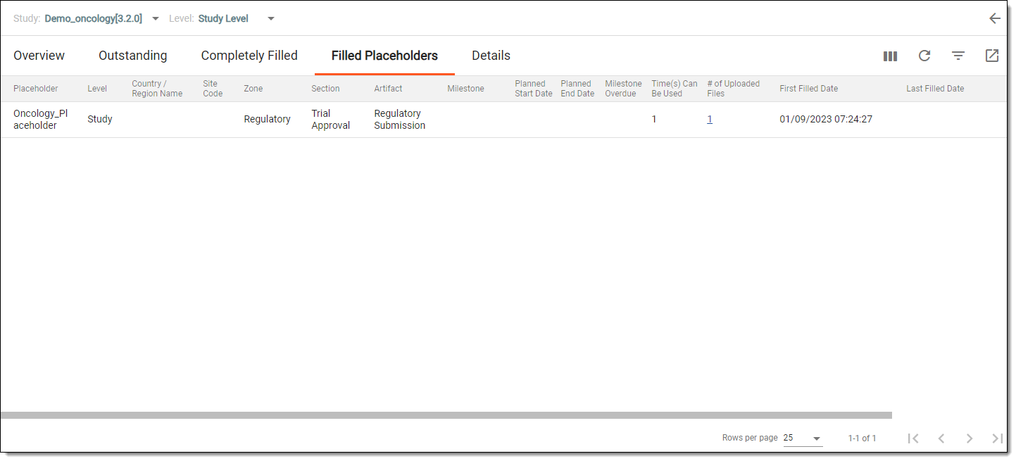 Viewing filled placeholders