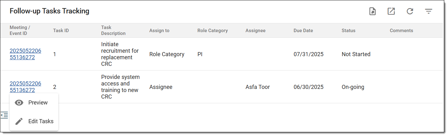 Managing follow-up tasks