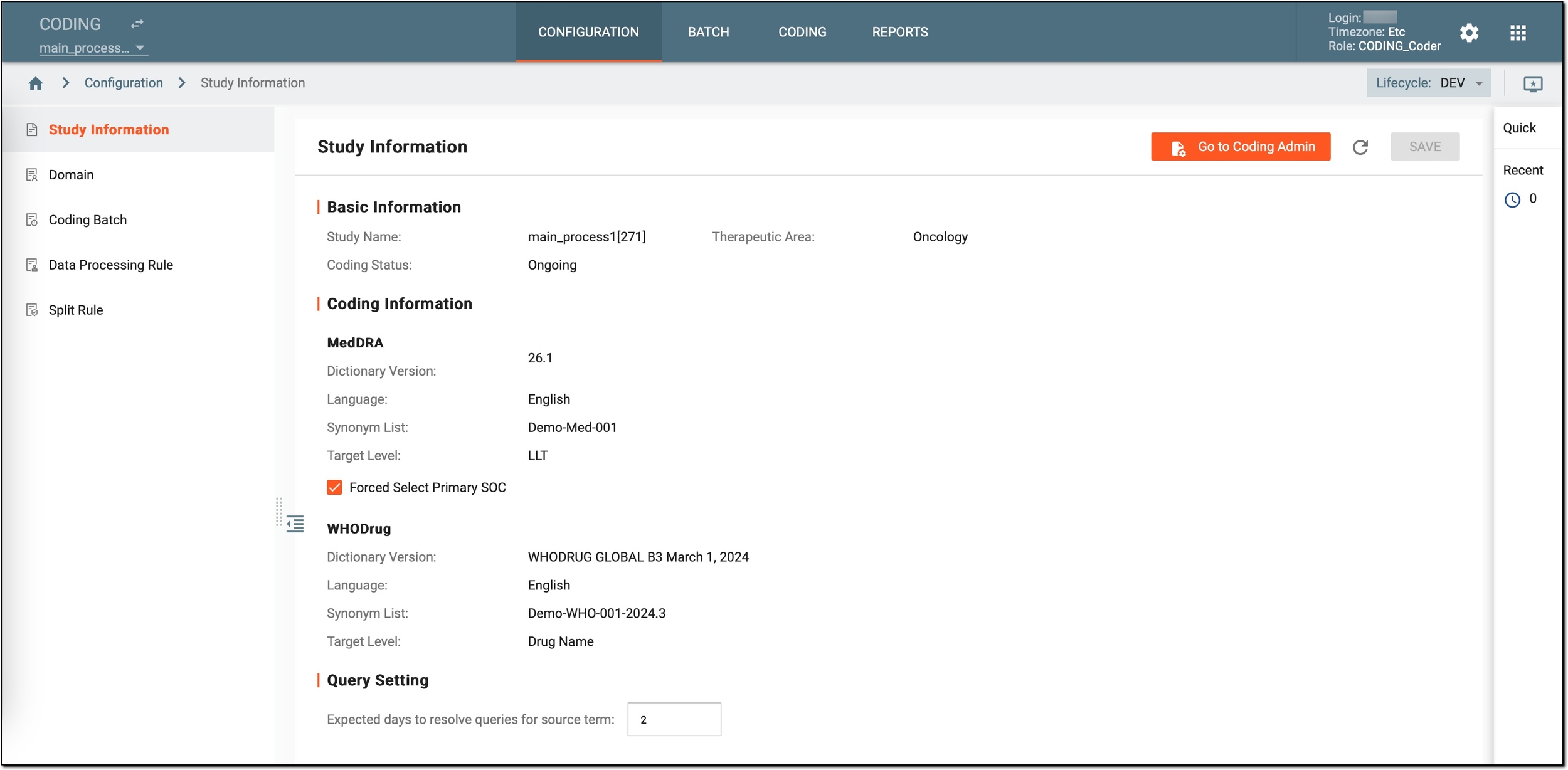 Viewing and managing study information