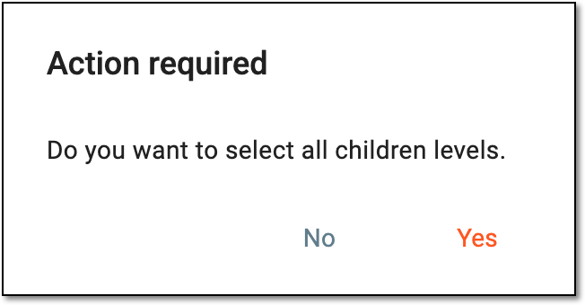 Confirming access for child levels