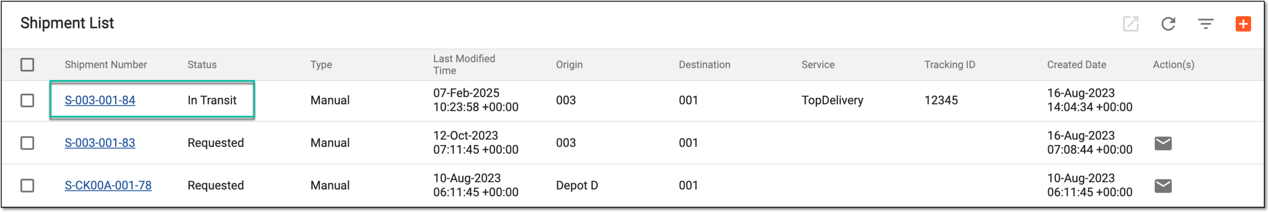 Selecting shipment for receipt