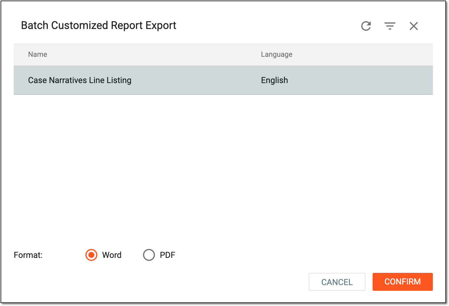 Selecting customized report and its format