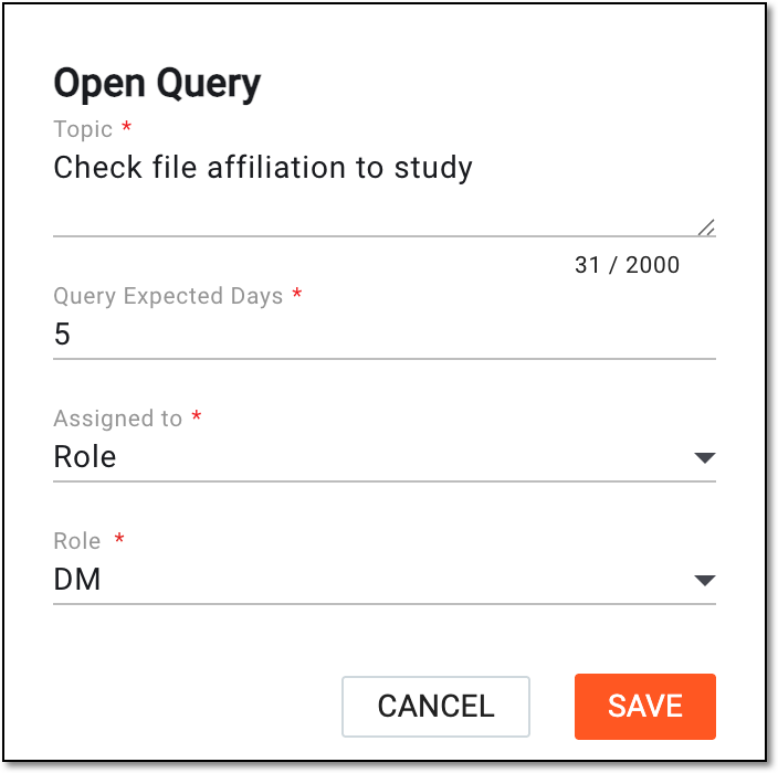 Opening query in document warehouse