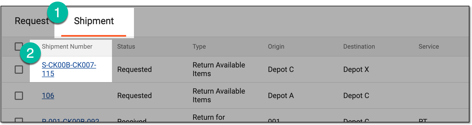 Accessing return shipment for confirmation