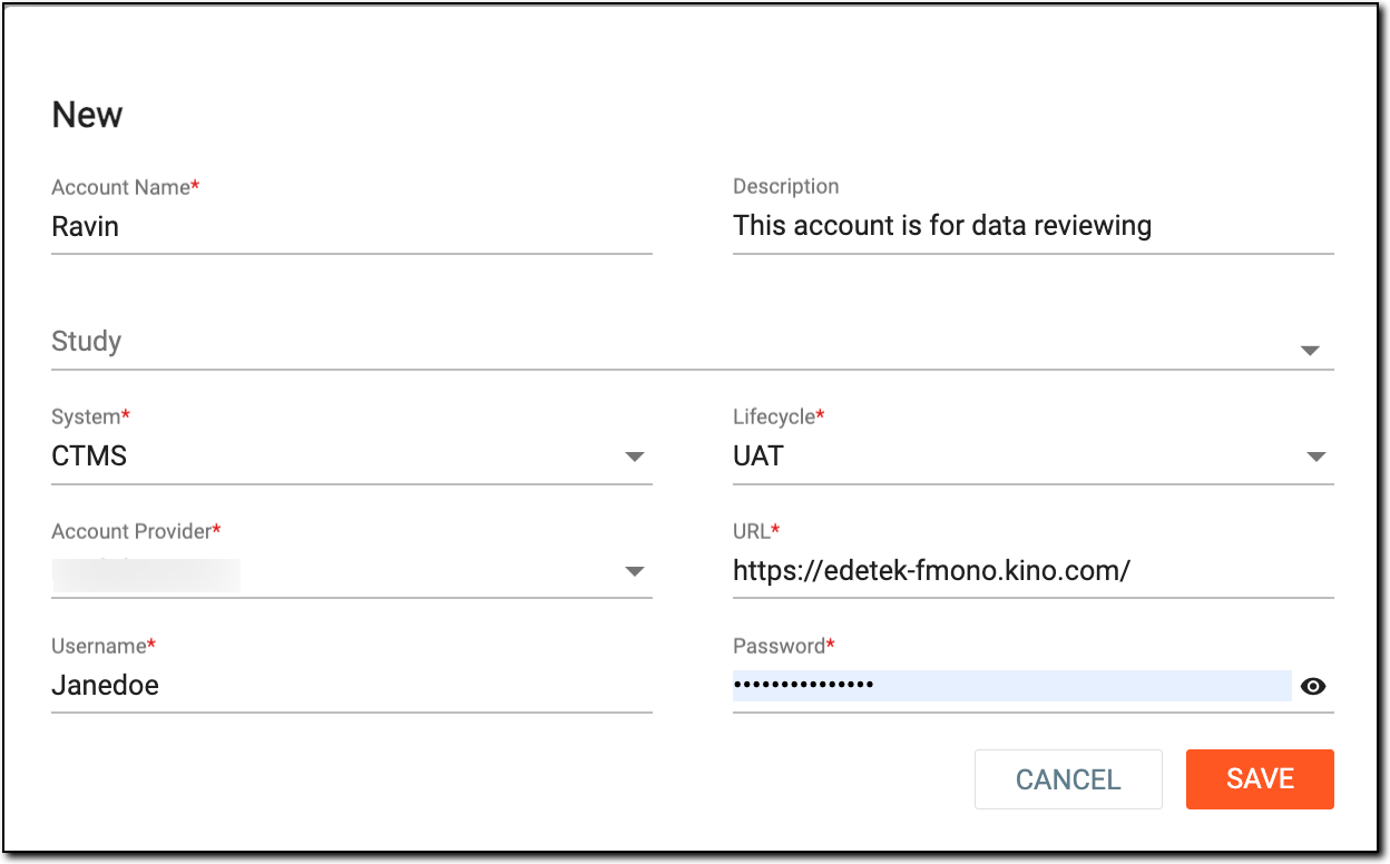 Adding new external system account