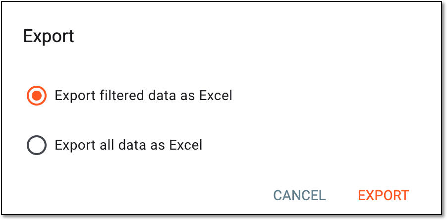 Selecting export option