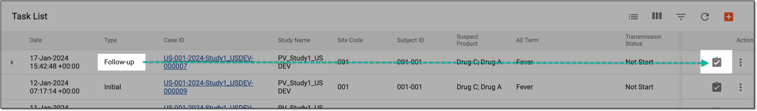 Selecting follow-up task to review and compare