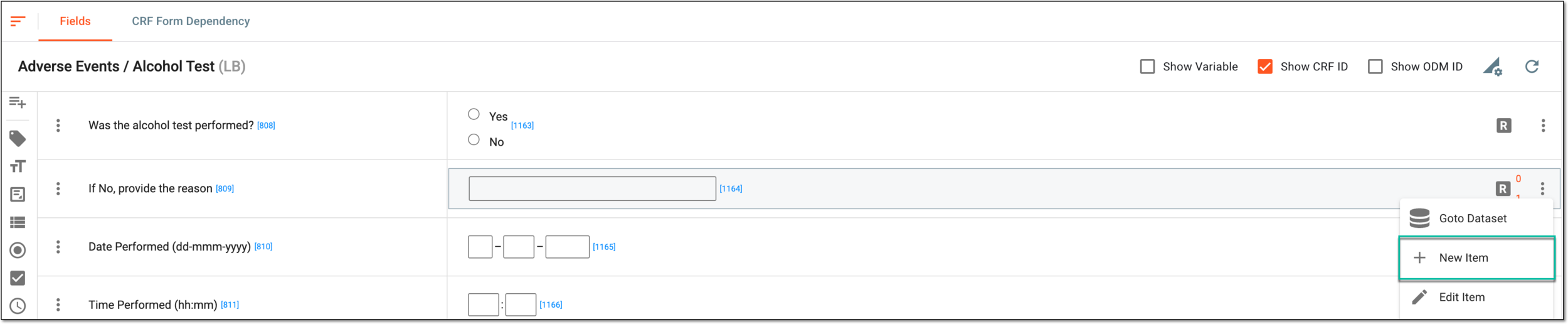 Adding label to existing item