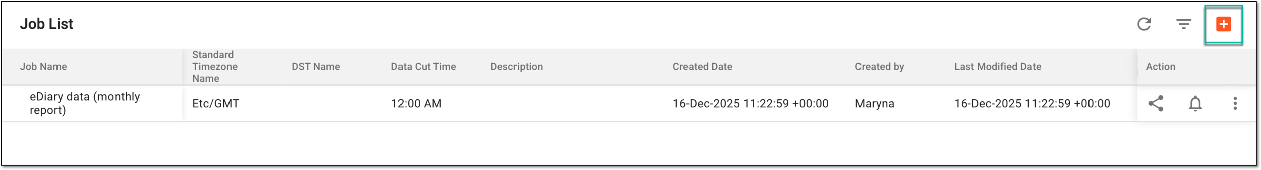 Selecting option to add eDiary data extraction job