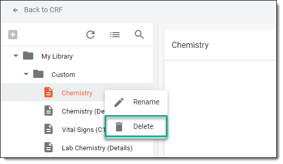 Selecting option to delete form