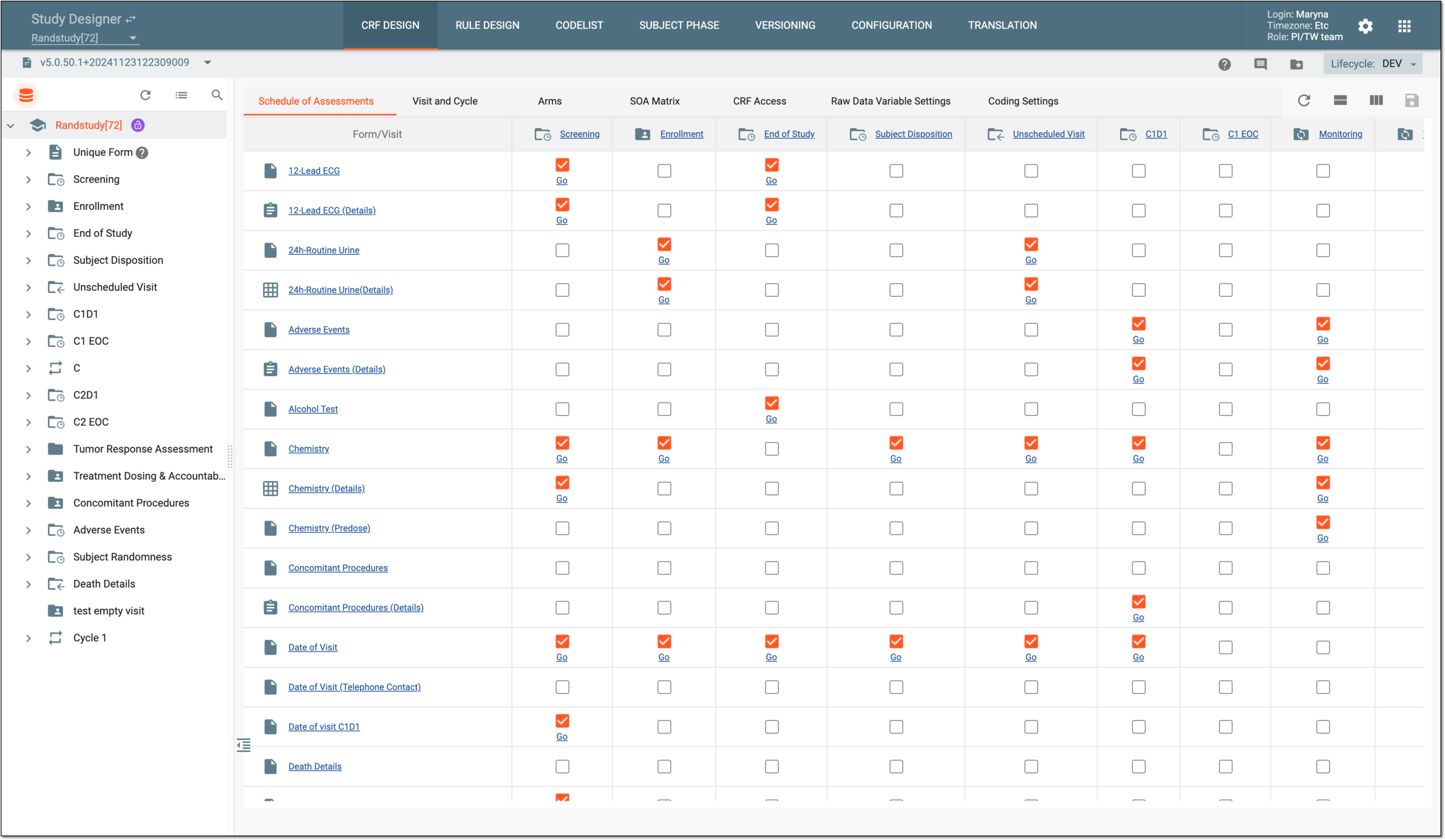 CRF design functionality