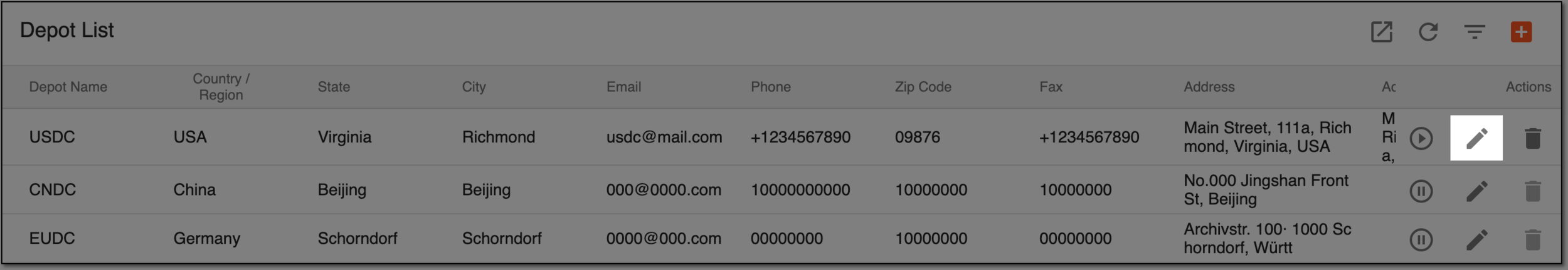 Edit depot option