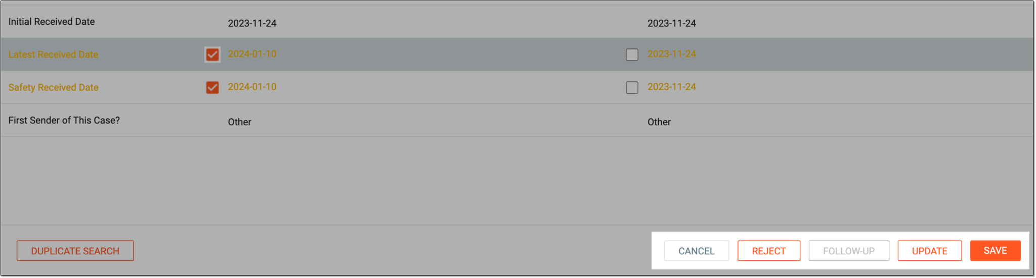 Finalizing imported follow-up data review