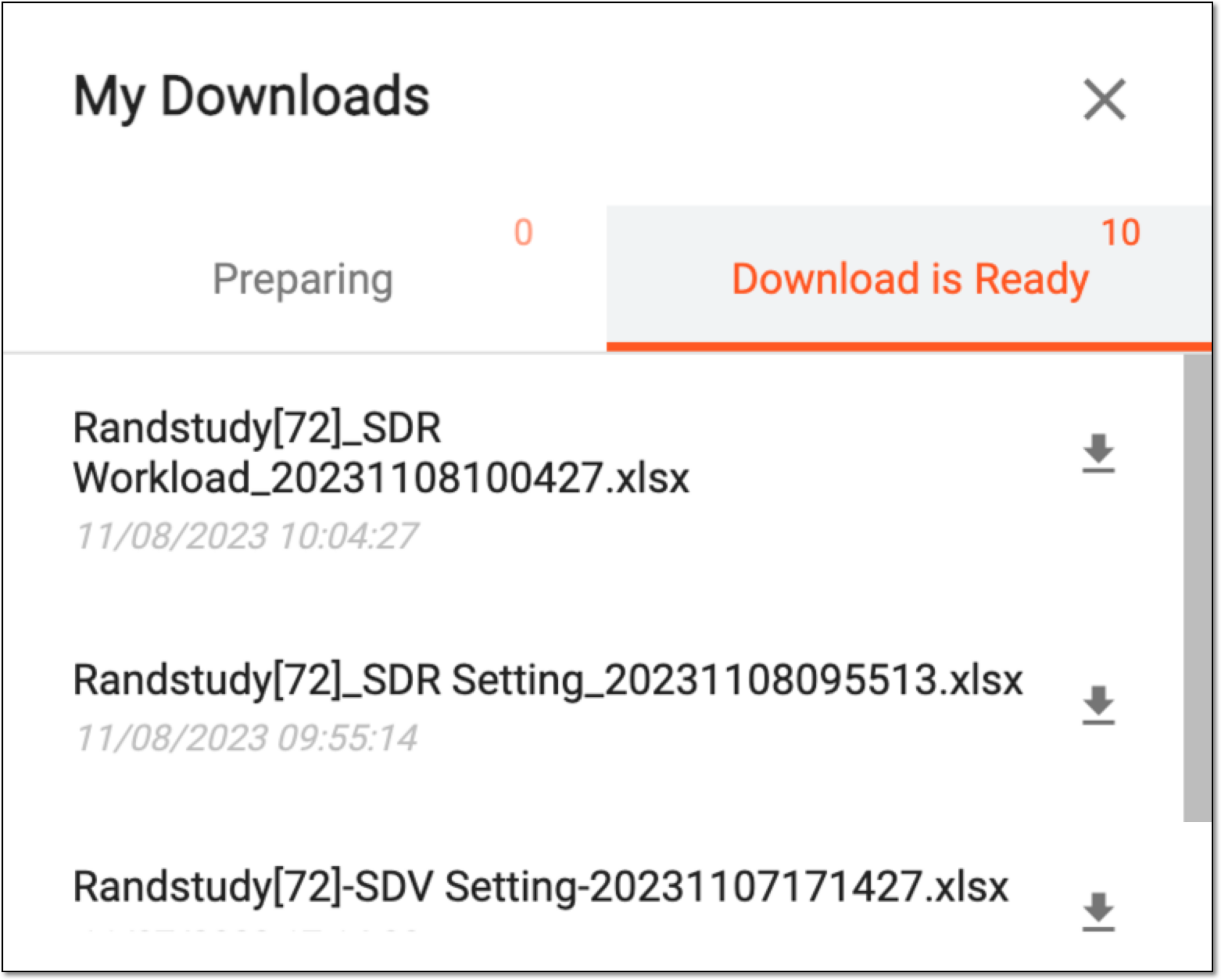 Viewing downloads