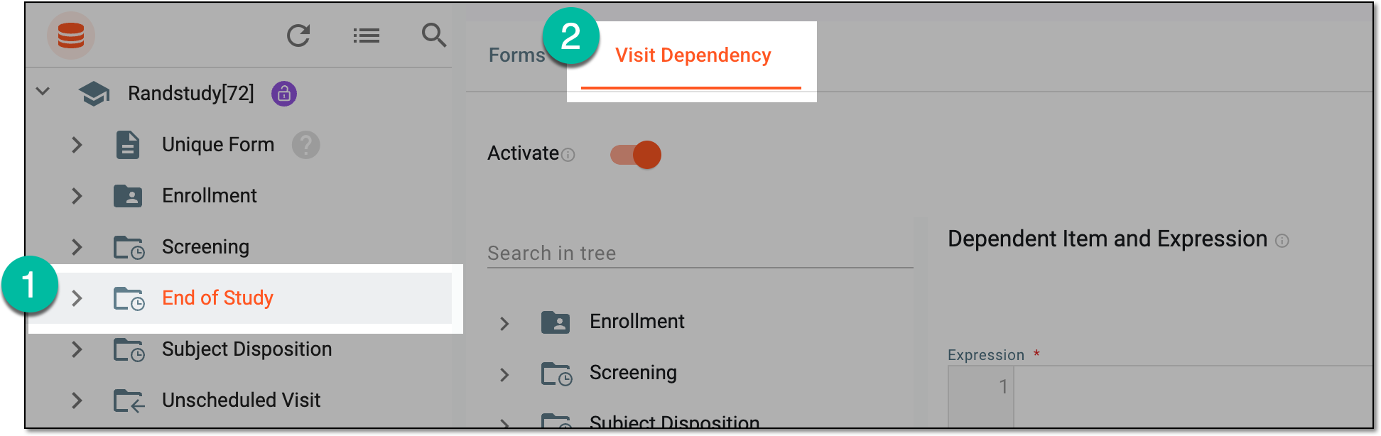 Accessing visit dependency setup