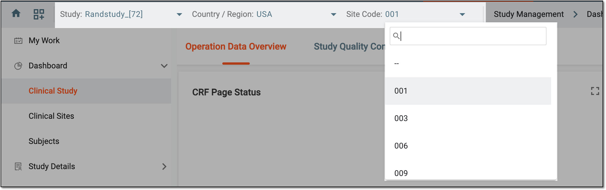 Interactive toolbar features of CTMS