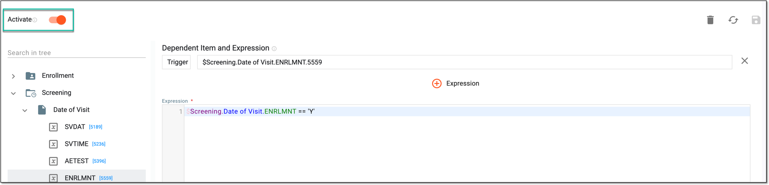 Activating form dependency expression
