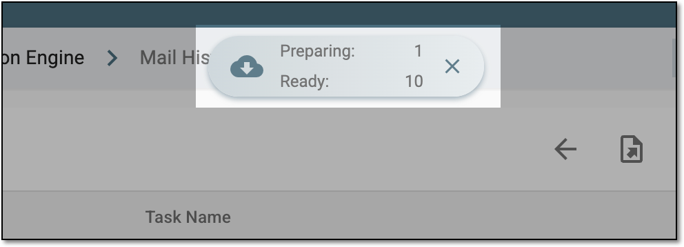 Downloads widget for mail history for KRI alerts