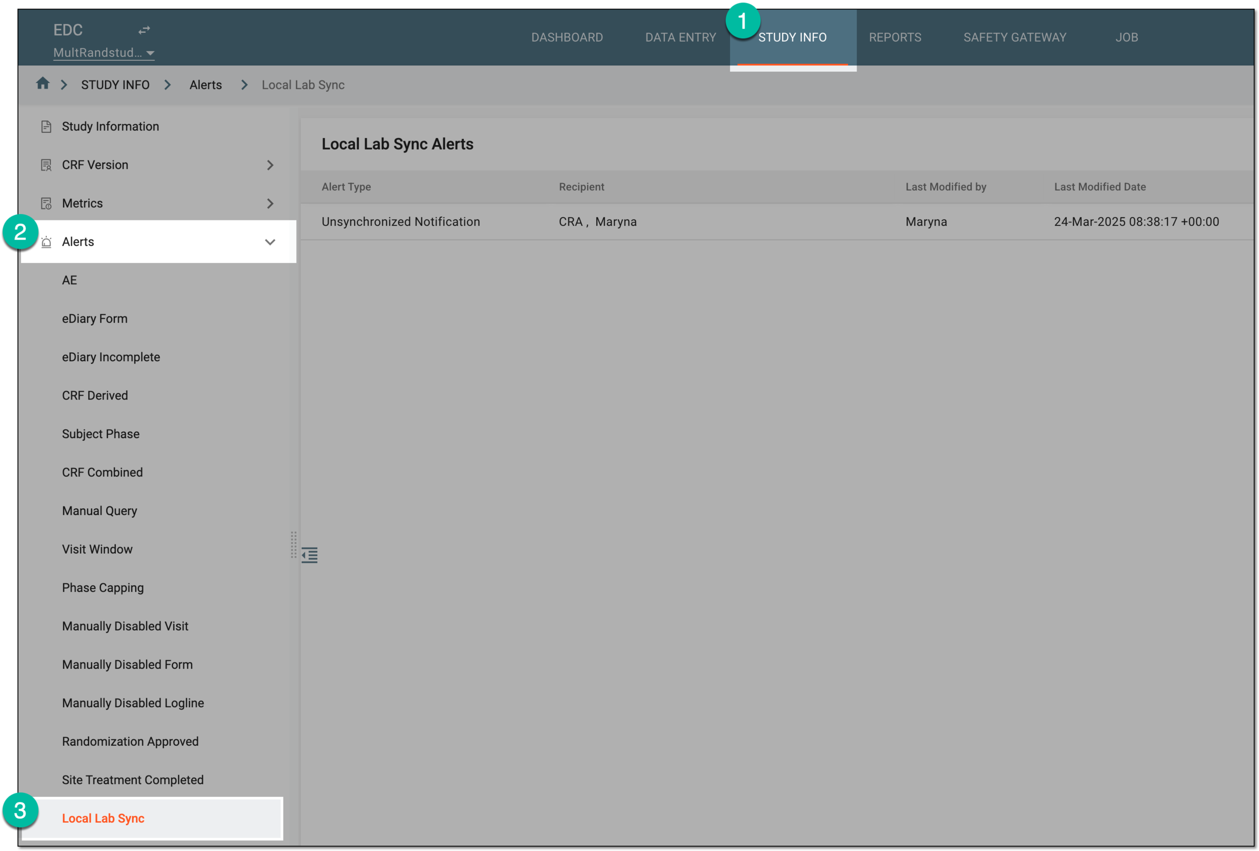 Accessing unsynced lab version alerts