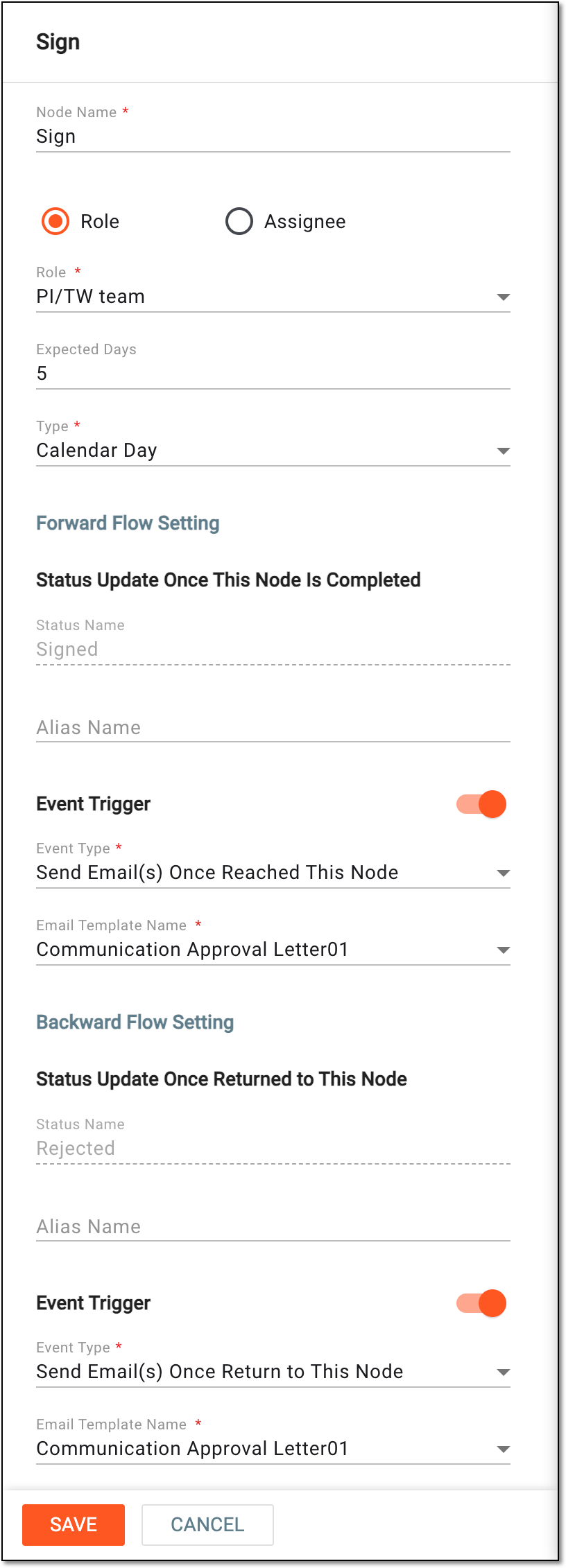 Configuring_signature_node_details_for_communication_approval.png Configuring signature node details for communication approval workflow
