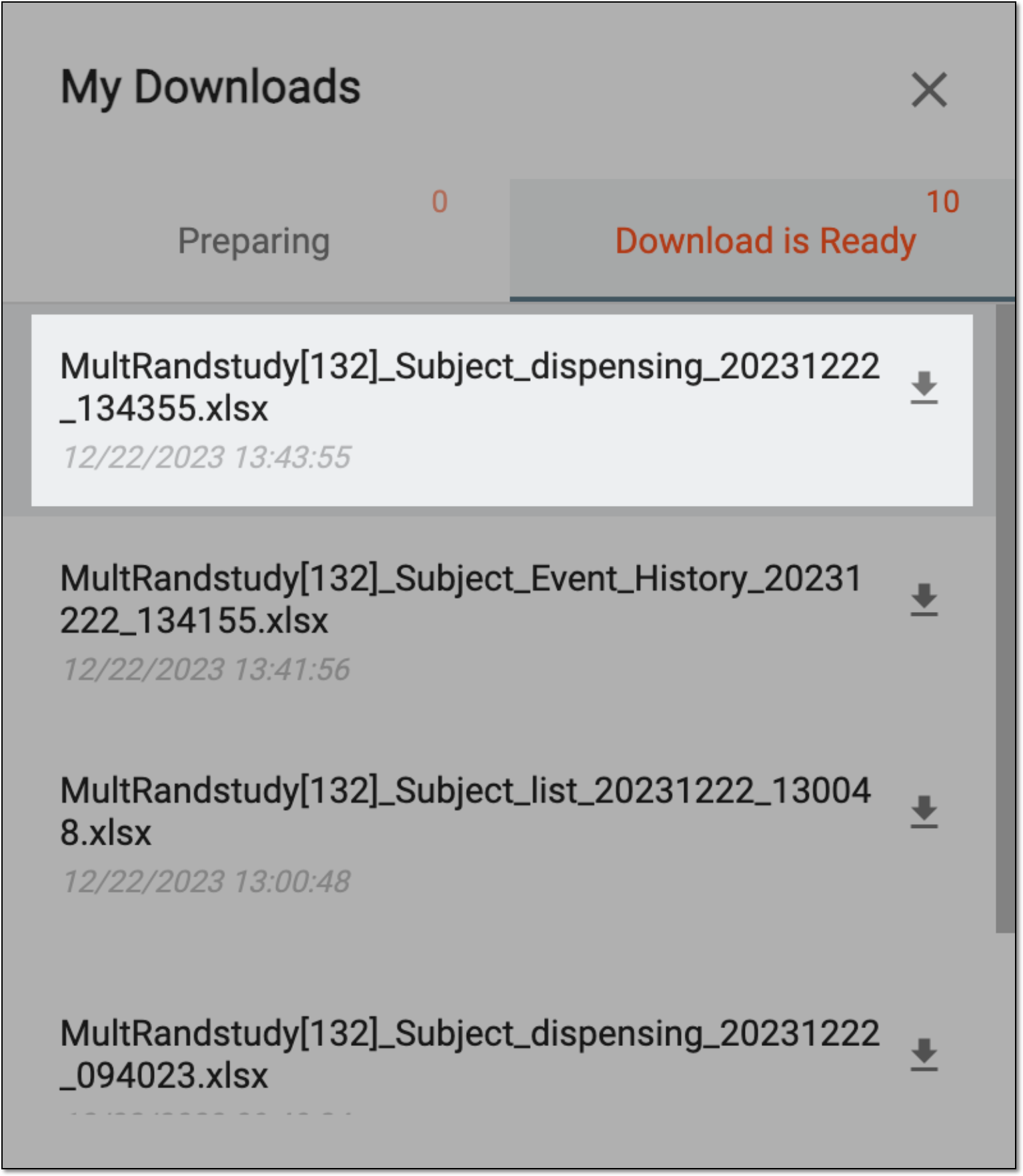 Viewing downloads