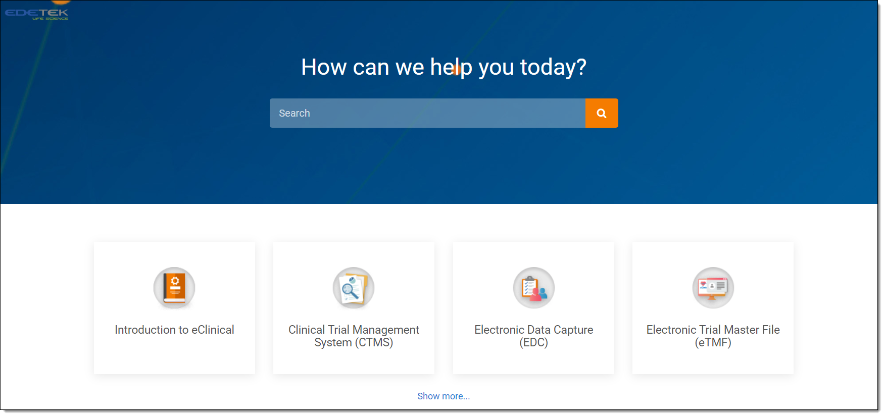 Online help documentation on eClinical applications