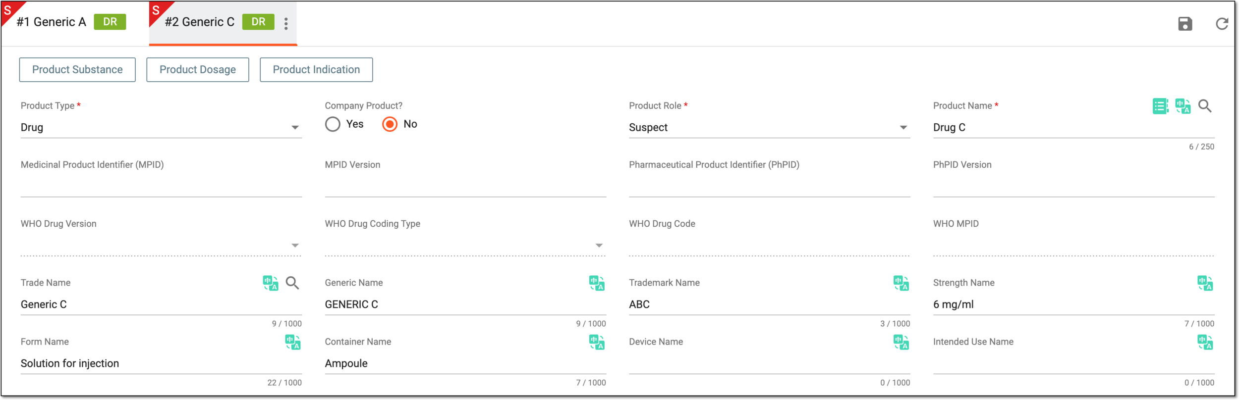 Completing product information