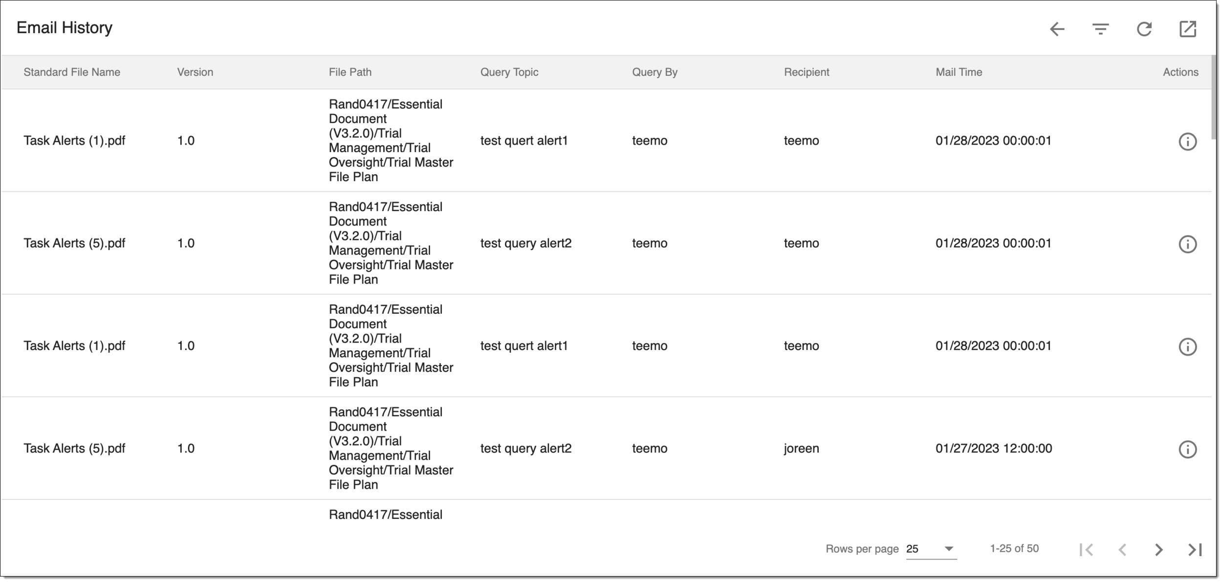 Query email history