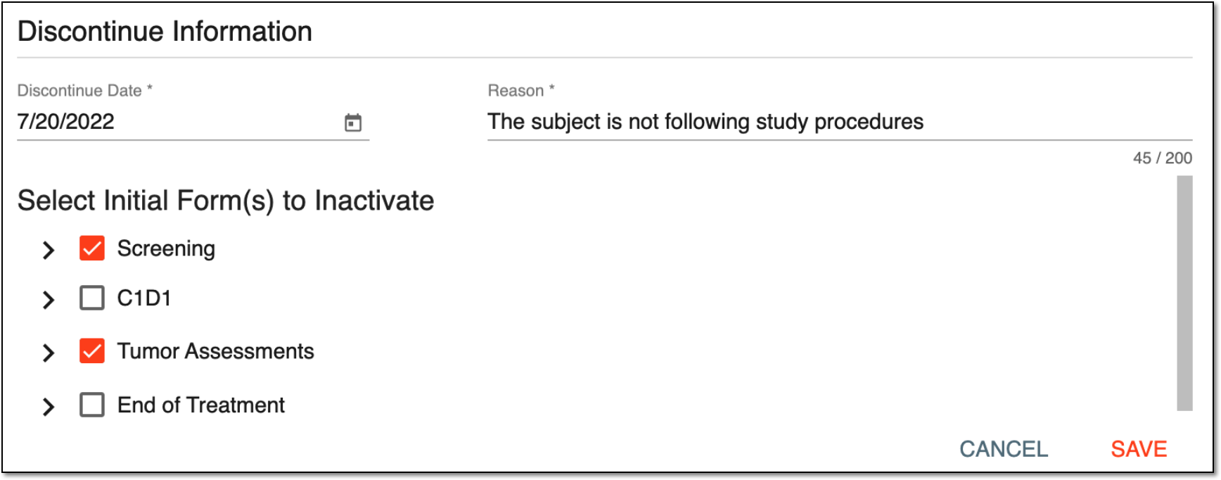 Discontinuing subject