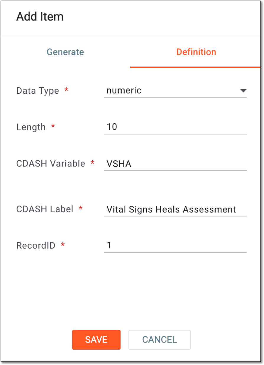 Specifying variable definition for slider item