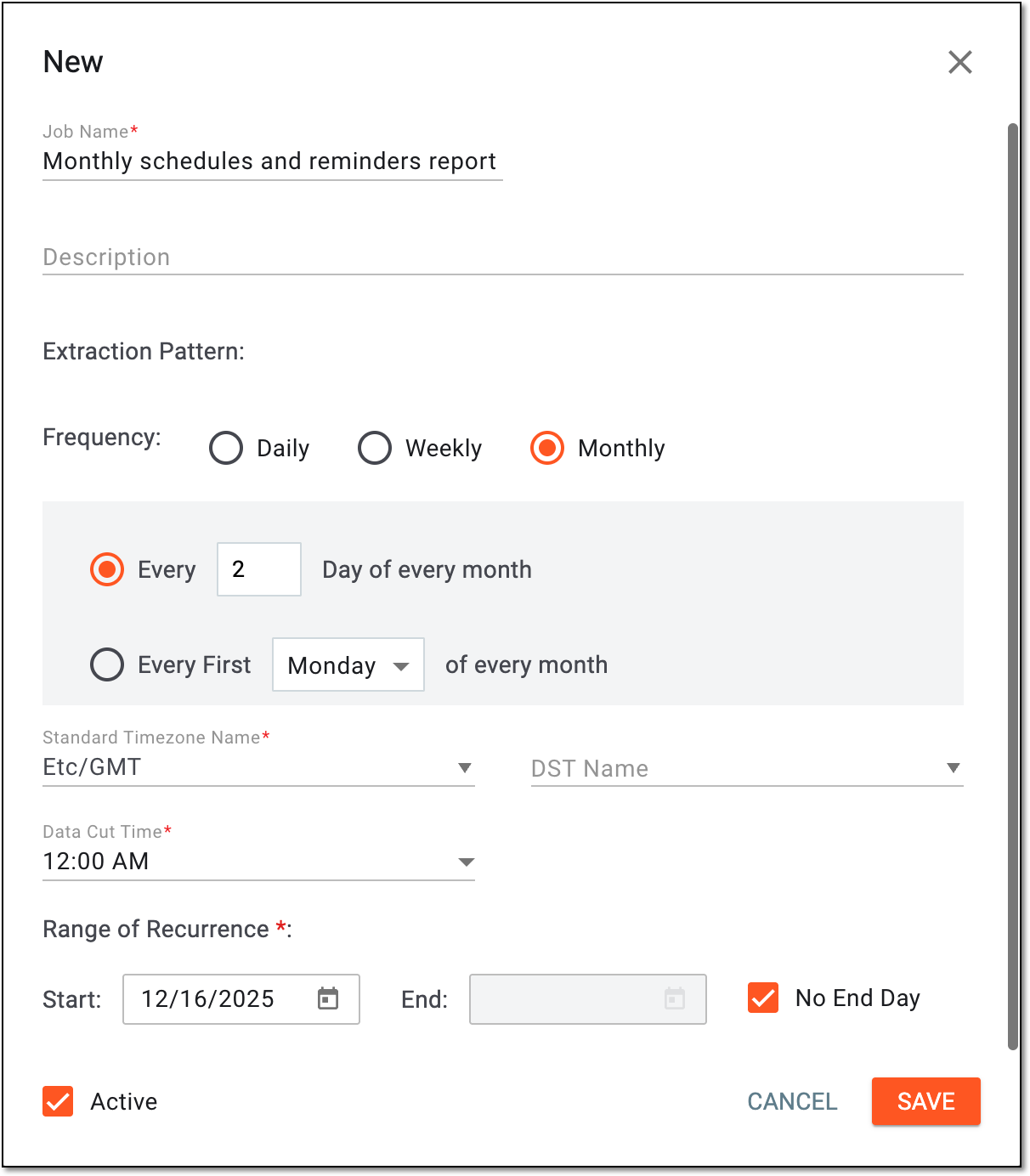 Configuring eDiary schedules and reminders extraction job